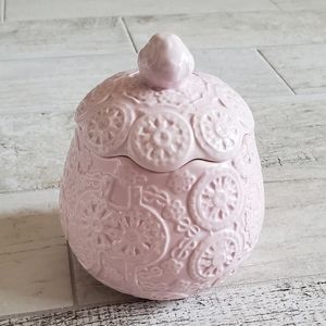 Pink Ceramic Lace Sugar Bowl with lid